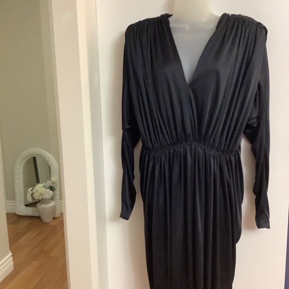 Vintage Black MIDI dress Large 37-39:bust - Picture 3 of 12